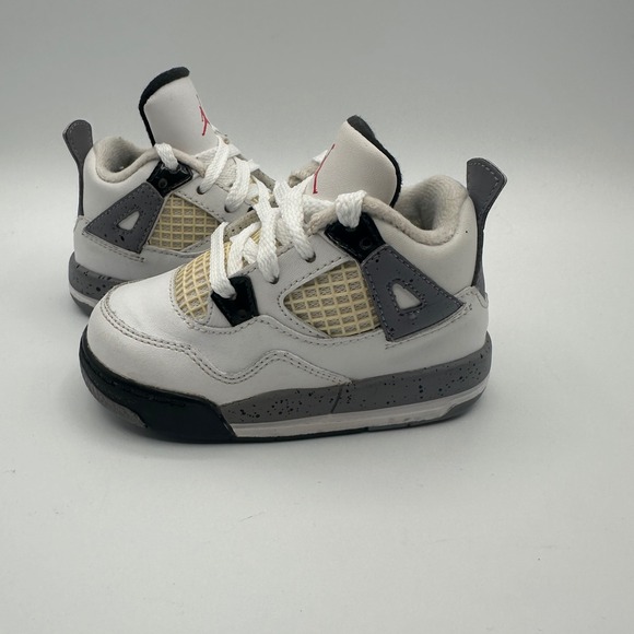 Jordan 4 Retro White Cement Kids 6C White Grey 308500-103 Toddler Sneakers - Picture 2 of 8